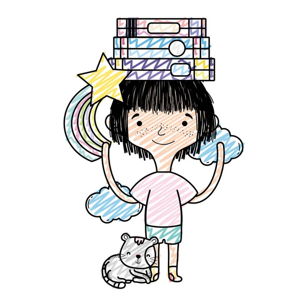 Doodle Αγόρι Βιβλία Για Την Εικονογράφηση Διάνυσμα Κεφάλι Και Αστέρι — Διανυσματικό Αρχείο