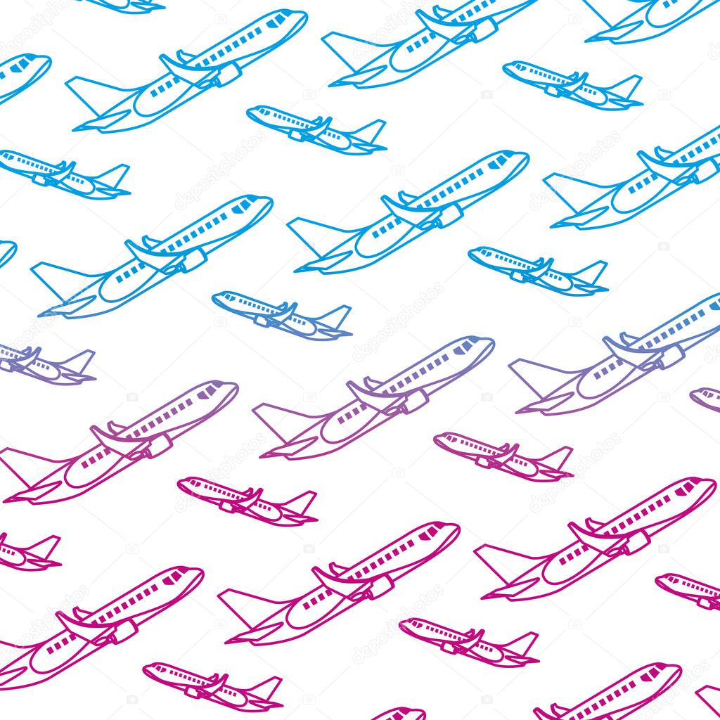 degraded line side travel airplane transport background vector illustration