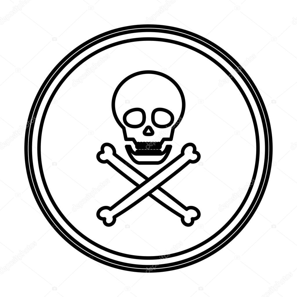 line danger skull warning symbol emblem vector illustration