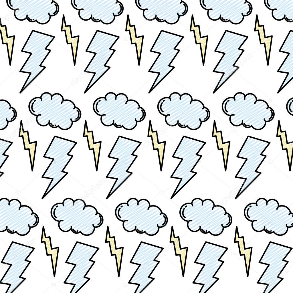 doodle thunders storm and cloud weather background vector illustration