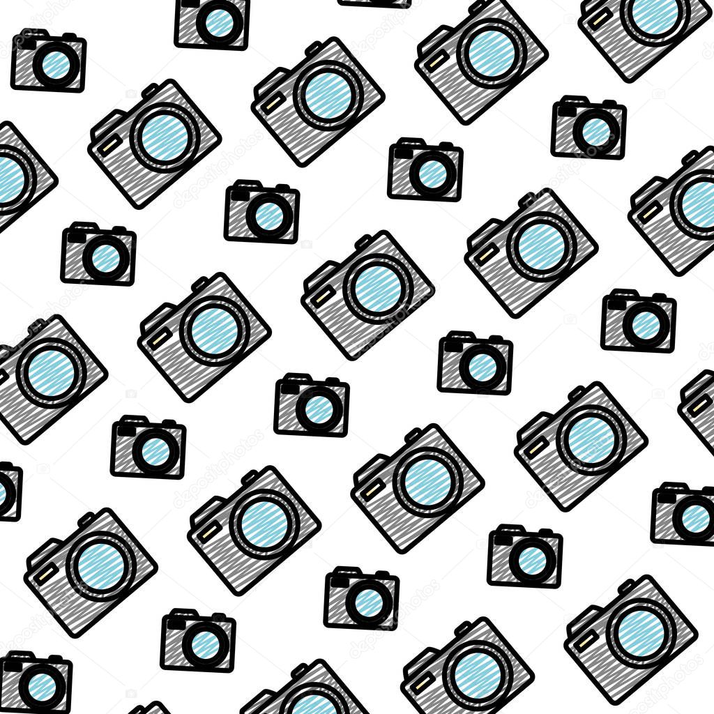 doodle digital camera equipment object background vector illustration