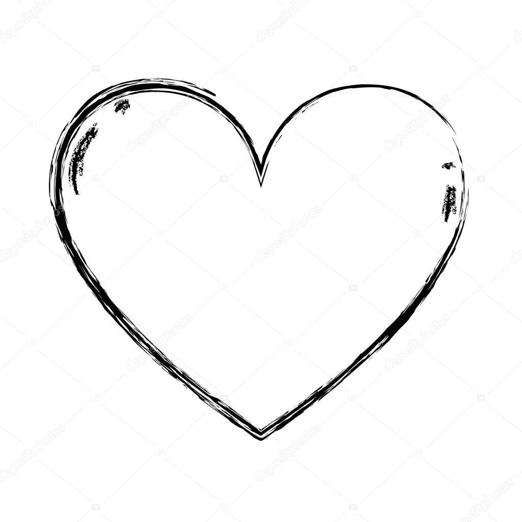 grunge shape heart symbol of passion and love vector illustration
