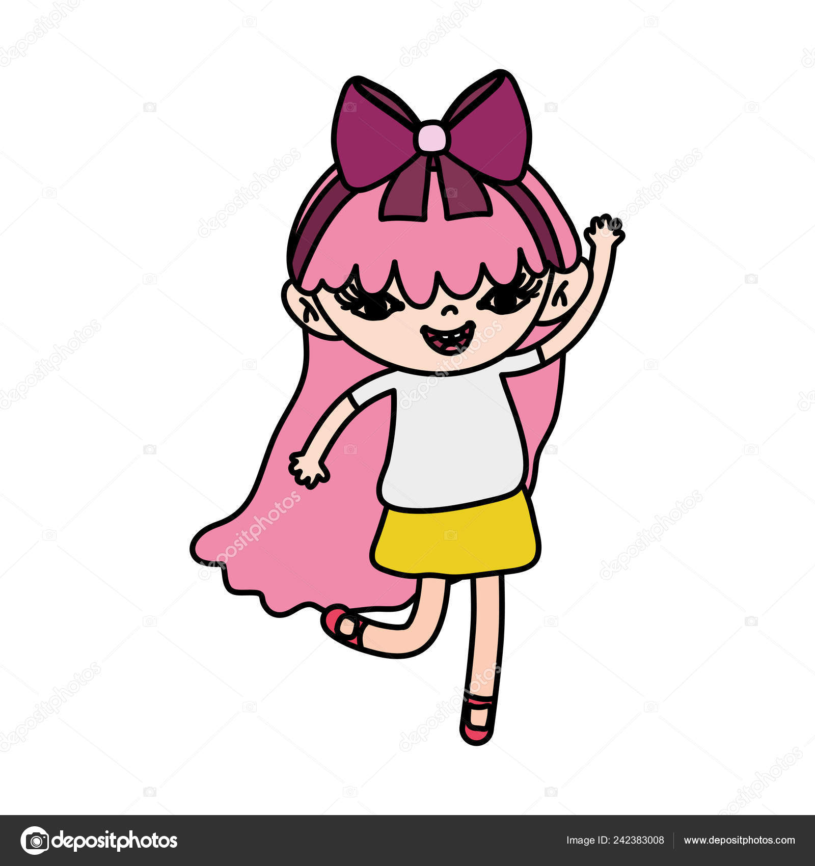 Color Nice Girl Child Long Hair Vector Illustration Stock Vector