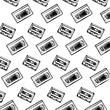Grunge plastik retro teyp kasetleri arka plan vektör çizim