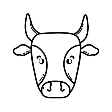 satır şirin inek baş çiftlik hayvan vektör çizim