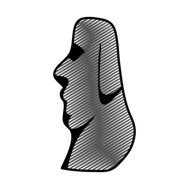 Paskalya Adası vektör çizim üzerinden Moai klasik heykel doodle