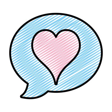 aşk kalp sohbet kabarcık mesaj vektör çizim içinde doodle