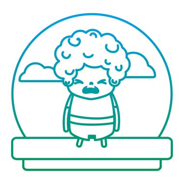 bozulmuş satır tişört ve pantolon içinde peyzaj vektör çizim bir çocuk utandım