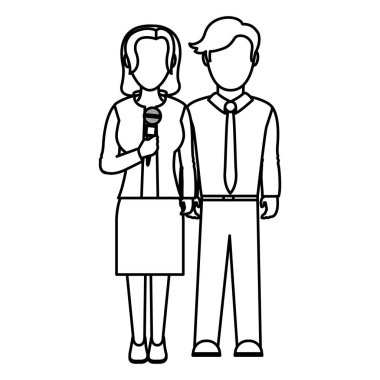 satır kadın muhabir saç modeli ve iş adamı vektör çizim ile