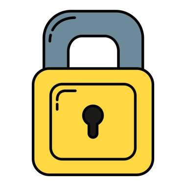 Güvenlik asma kilit nesnesi renk ve öğe vektör çizim korumak