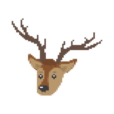 vahşi hayvan vektör çizim pixelated geyik baş