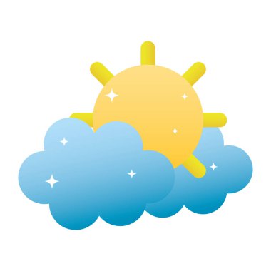 tropik güneş ve sıcak hava ile bulutlar vektör çizim