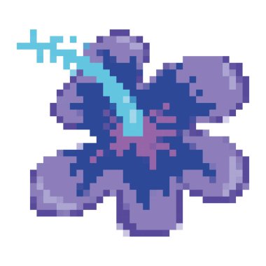 tropikal yaprakları vektör çizim ile pixelated egzotik çiçek