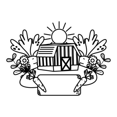 çizgi ev çiftlik sebzeli ekili bitkiler vektör çizim