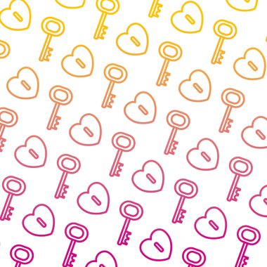 satır güzel kalp asma kilit ve anahtar arka plan vektör çizim bozulmuş