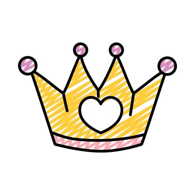 taç nesne ile kalp tasarlamak vektör doodle