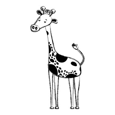 Grunge güzel zürafa vahşi hayvan yaratık vektör çizim