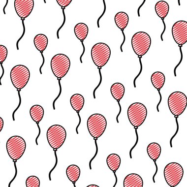 Balon Parti dekorasyon nesne arka plan vektör çizim doodle