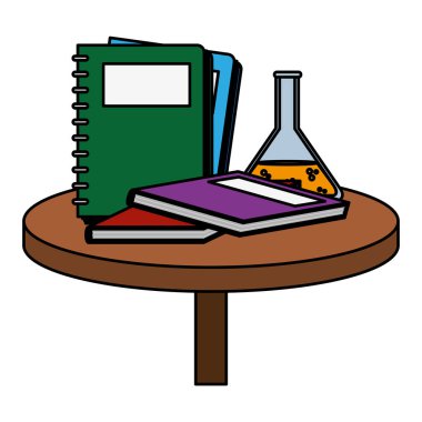 renk defter kitap ve erlenmeyer şişeye tablo vektör çizim ile