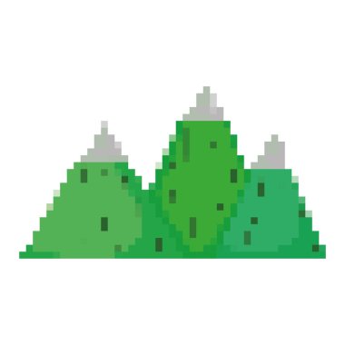 pixelated güzellik dağ doğal ekoloji stil vektör çizim