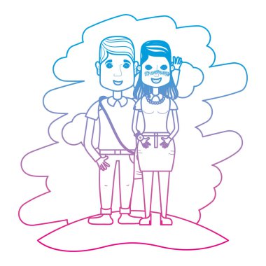 satır sevimli kadın ve adam kaç saç modeli vektör çizim bozulmuş