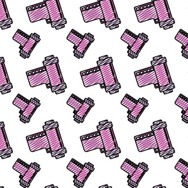 Şerit retro royo kamera arka plan vektör çizim doodle