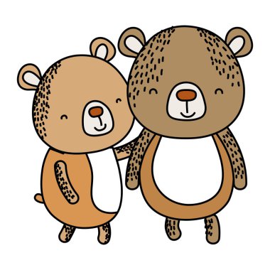 renk çift birlikte sevimli hayvan vektör çizim ayı