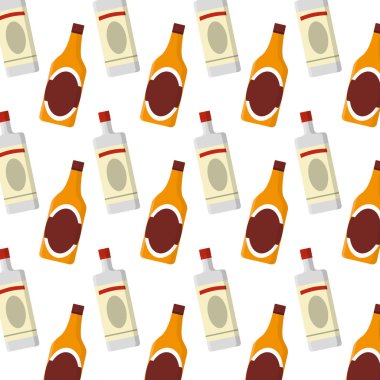 Votka ve bira şişe içki arka plan vektör çizim