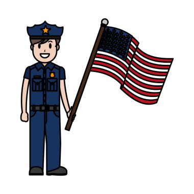 renk polis üniforması ile ve Amerika ABD vektör çizim bayrak