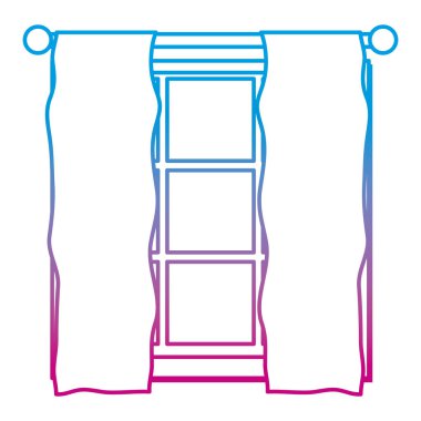 çizgili pencere çerçeve perde perde tasarım vektör çizim ile bozulmuş