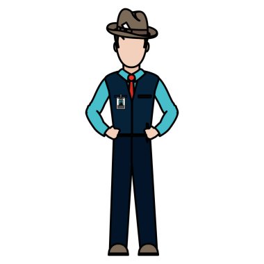 şapka ve şık giysileriyle vektör çizim rengi profesyonel iş adamı