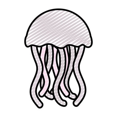 Doodle egzotik deniz anası deniz hayvan tentacles vektör çizim ile