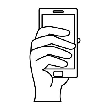 satırı el ile elektronik smartphone dijital teknoloji vektör çizim