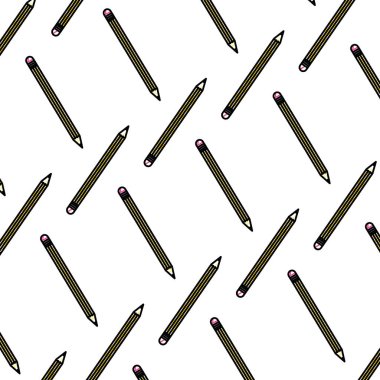 Doodle ahşap kalem nesne okul arka plan vektör çizim