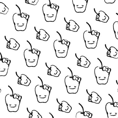Grunge kawaii mutlu biber sebze arka plan vektör çizim