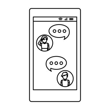 çizgi çocuklar sosyal smartphone sohbet mesaj vektör çizim ile