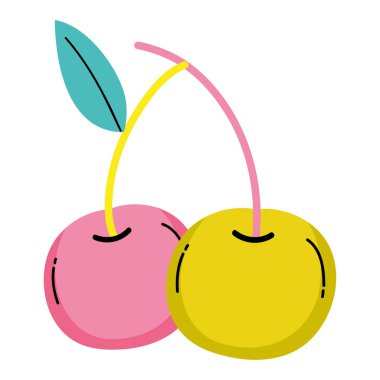 lezzetli cherrys sağlıklı ve organik meyve vektör çizim