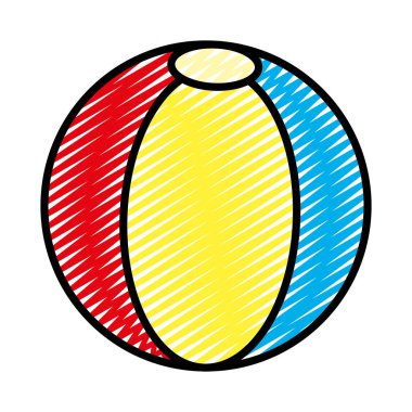 Doodle plastik top beach şişme oyuncak vektör çizim