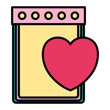 renk defter kağıt Not kalp dekorasyon vektör çizim ile