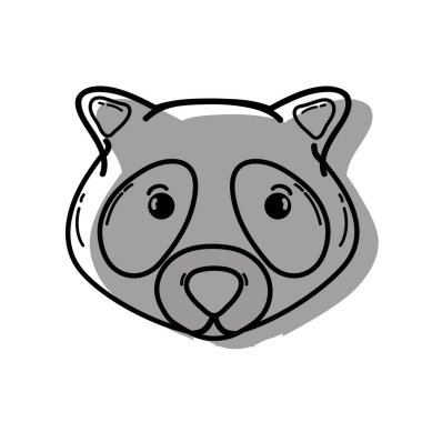 renk sevimli rakun baş vahşi hayvan vektör çizim