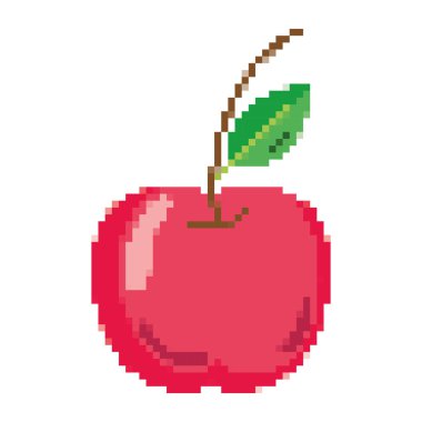 pixelated lezzetli elma taze meyve beslenme vektör çizim