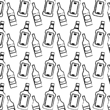 Grunge tekila ve likör likör şişesi arka plan vektör çizim