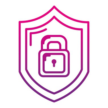 bozulmuş hat güvenlik kalkan ve asma kilit koruma sembol vektör çizim