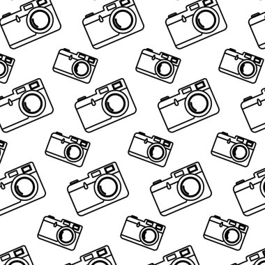 çizgi retro odak fotoğraf makinesi ekipmanları arka plan vektör çizim