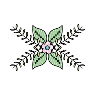 Sevimli çiçek yaprakları ile doodle ve egzotik dalları illüstrasyon vektör