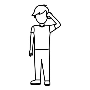 çizgi çocuk çocuk sosyal smartphone vektör çizim ile arama