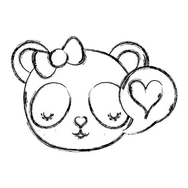 Grunge panda kadın baş sohbet kabarcık vektör çizim ile