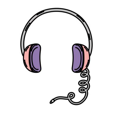 renkli kulaklık modern müzik radyo sinyalleriyle iletilen teknoloji vektör çizim