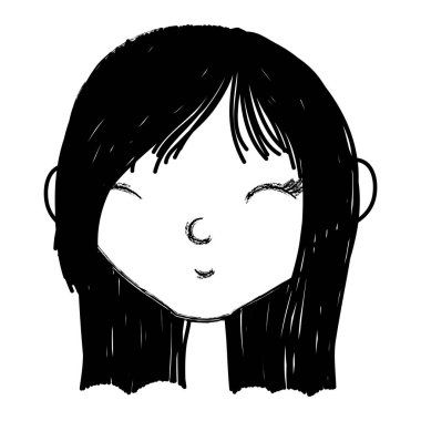Grunge güzellik kız baş uzun saçlı illüstrasyon vektör
