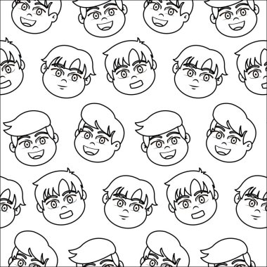 satır mutlu çocuklar baş saç modeli arka plan vektör çizim ile
